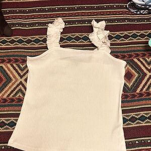 Listicle Ivory Ruffle Strap Tank Top